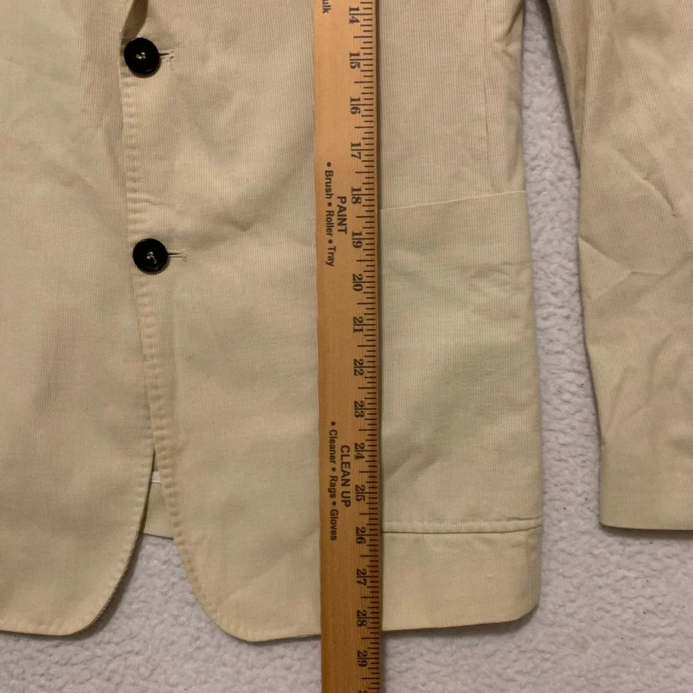 Billy Reid Seersucker Blazer Mens 38R Stripe Unstructured Sport Coat Tan White